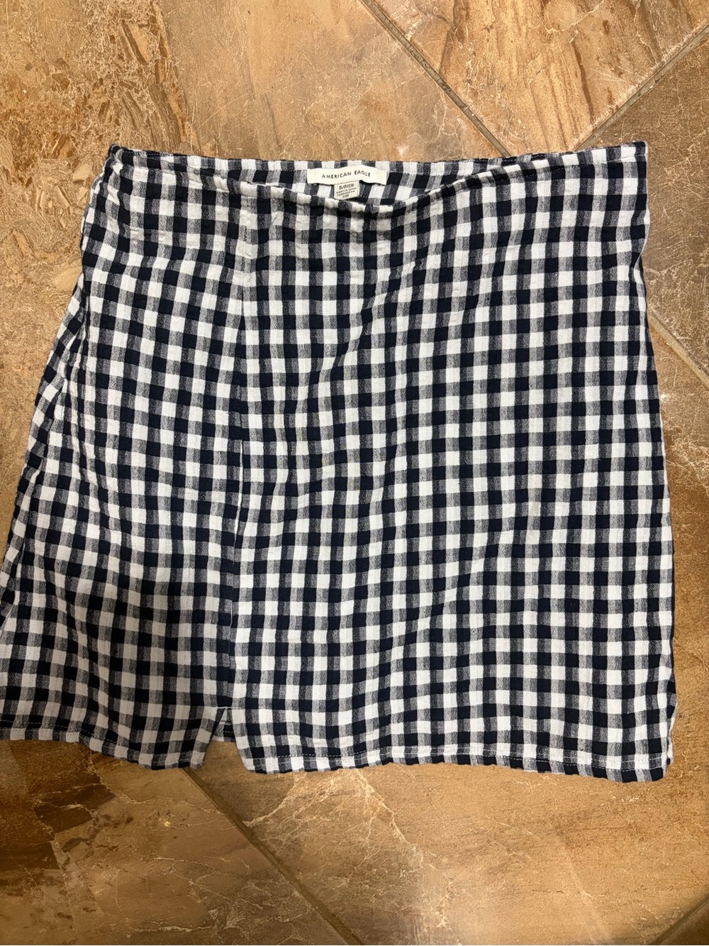 American Eagle Outfitters Navy and White Gingham Mini Skirt